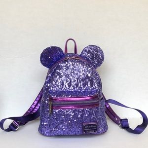 Purple sequin loungefly Mickey Mouse backpack